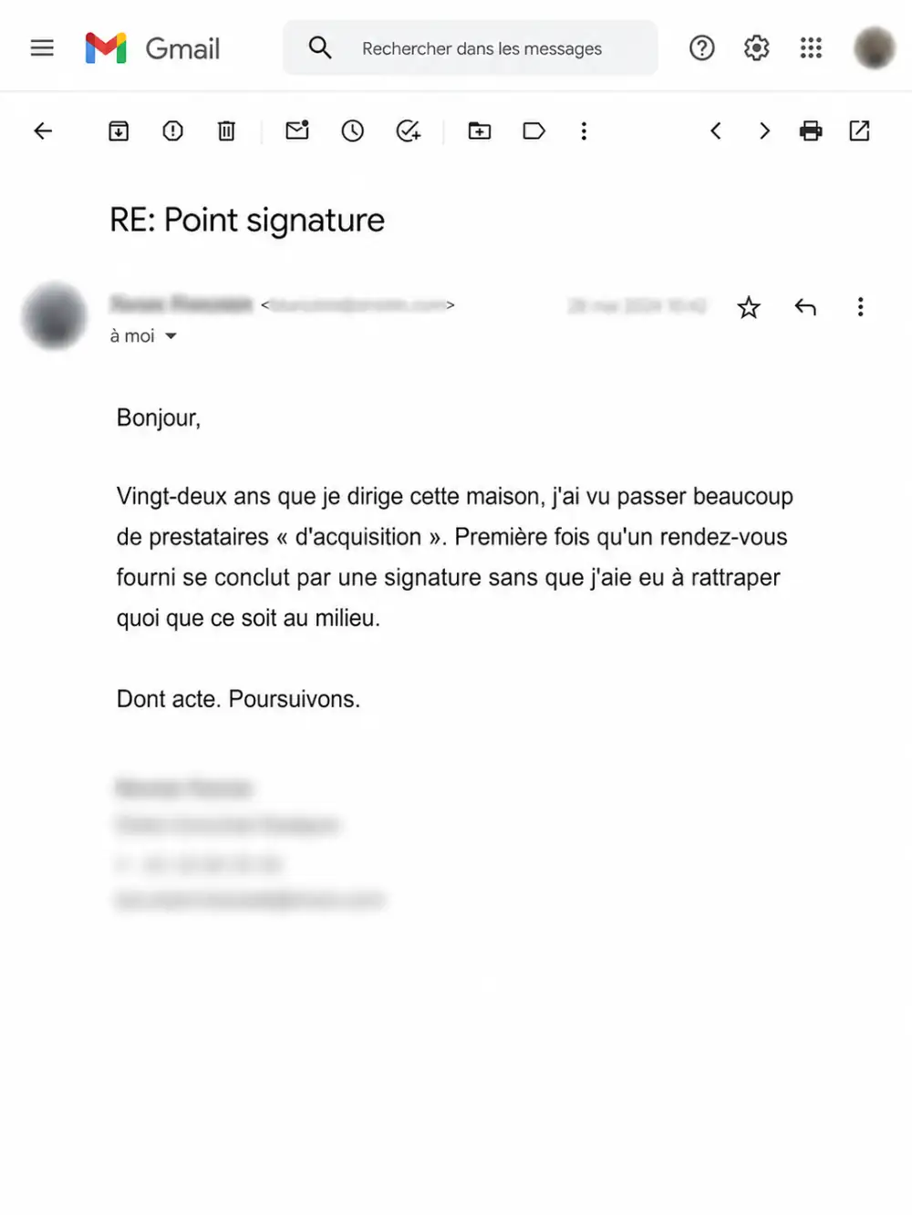 Email — firma diretta dopo un appuntamento fornito